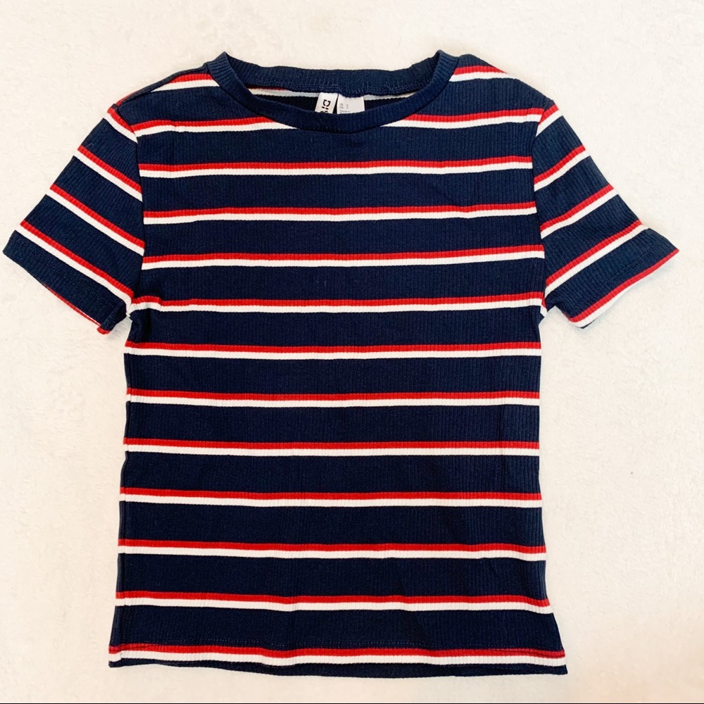 Red, White, & Navy Crop Tee